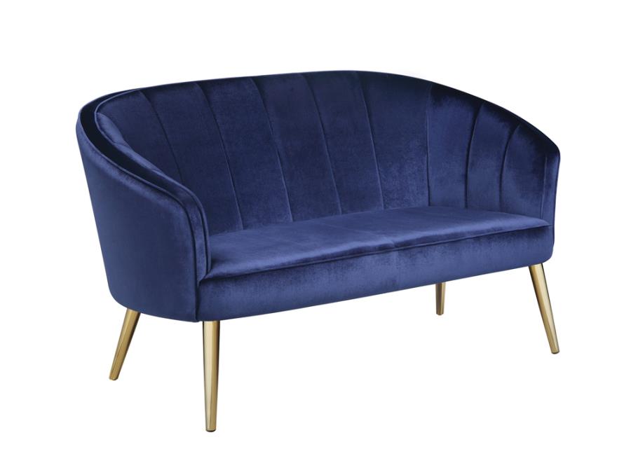 Upholstered Accent Settee Blue