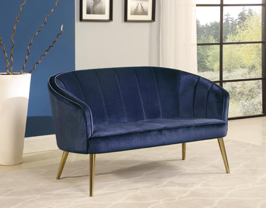 Upholstered Accent Settee Blue