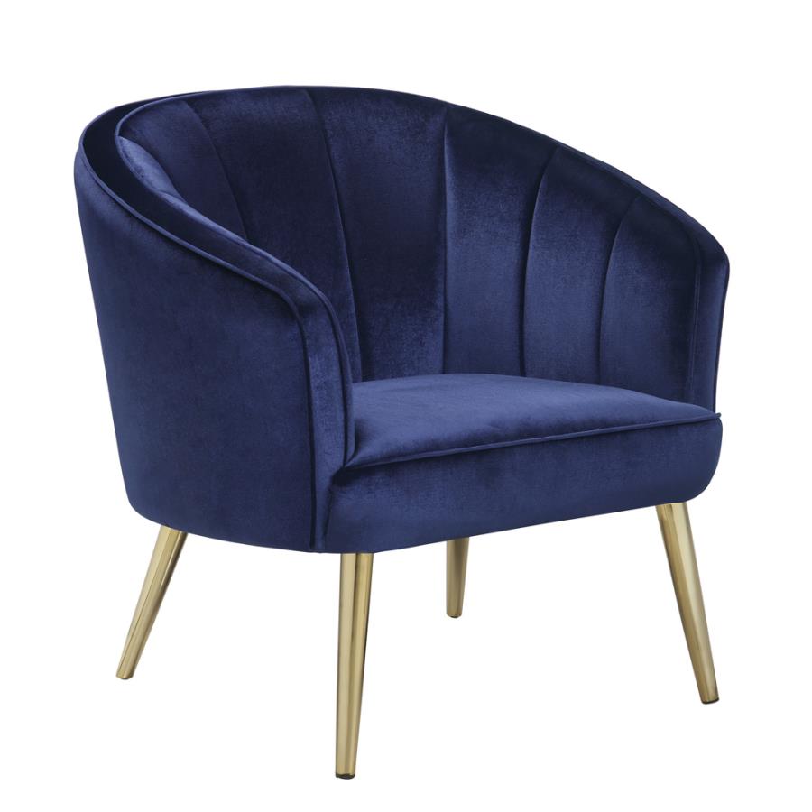 Upholstered Sloped Arm Accent Chair Blue