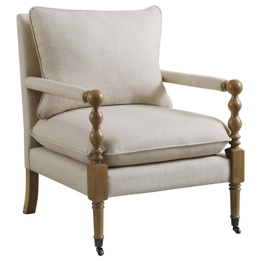 Monaghan Upholstered Accent Chair with Casters Beige