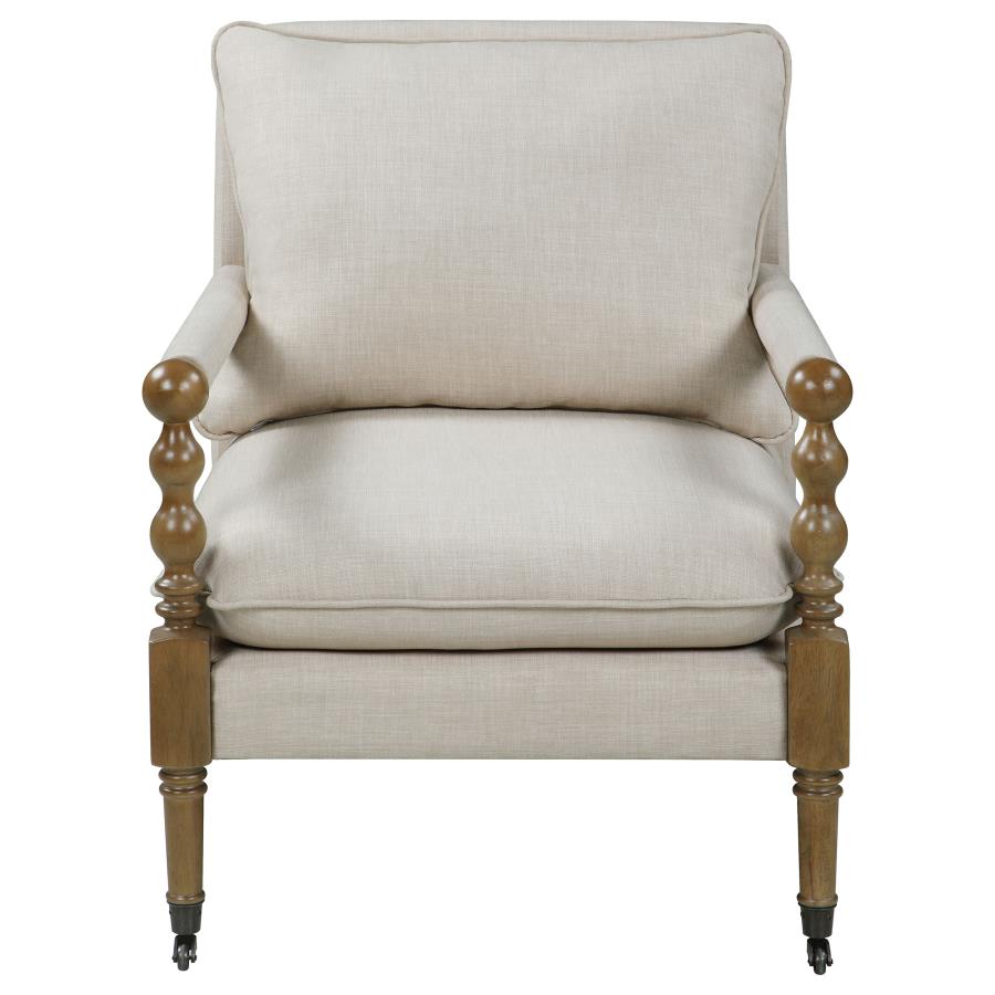 Monaghan Upholstered Accent Chair with Casters Beige