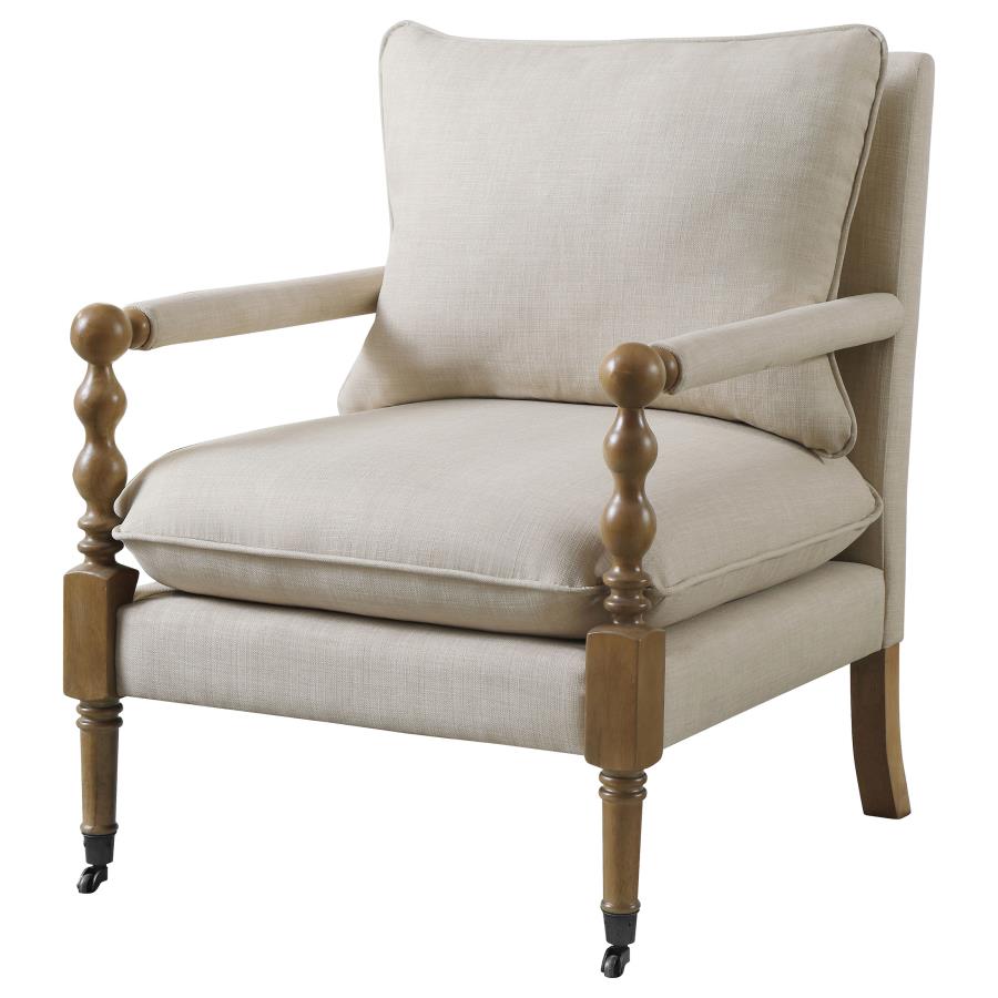 Monaghan Upholstered Accent Chair with Casters Beige