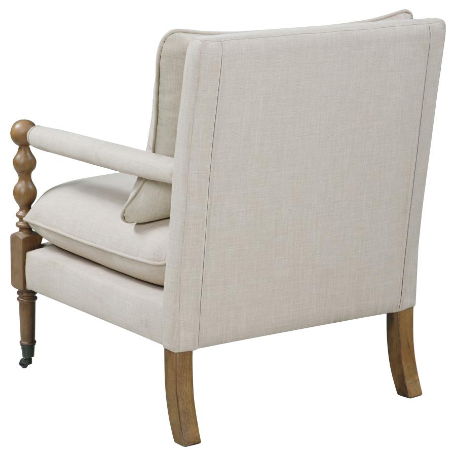 Monaghan Upholstered Accent Chair with Casters Beige