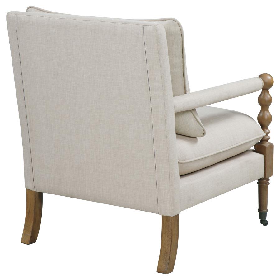 Monaghan Upholstered Accent Chair with Casters Beige