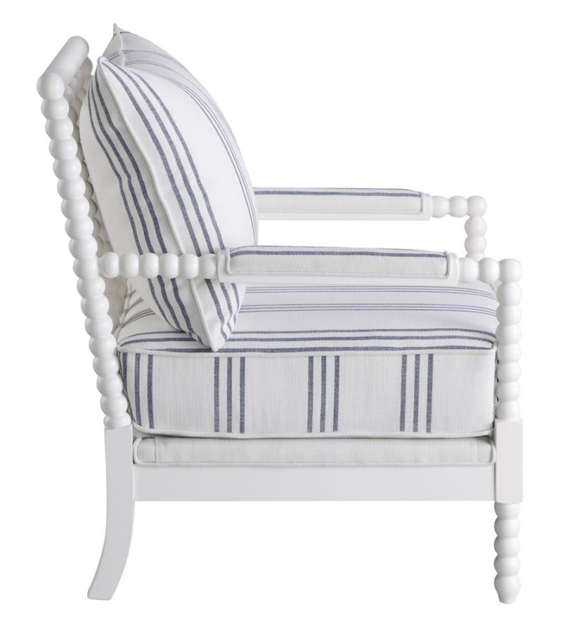 Blanchett Upholstered Accent Chair with Spindle Accent White and Navy