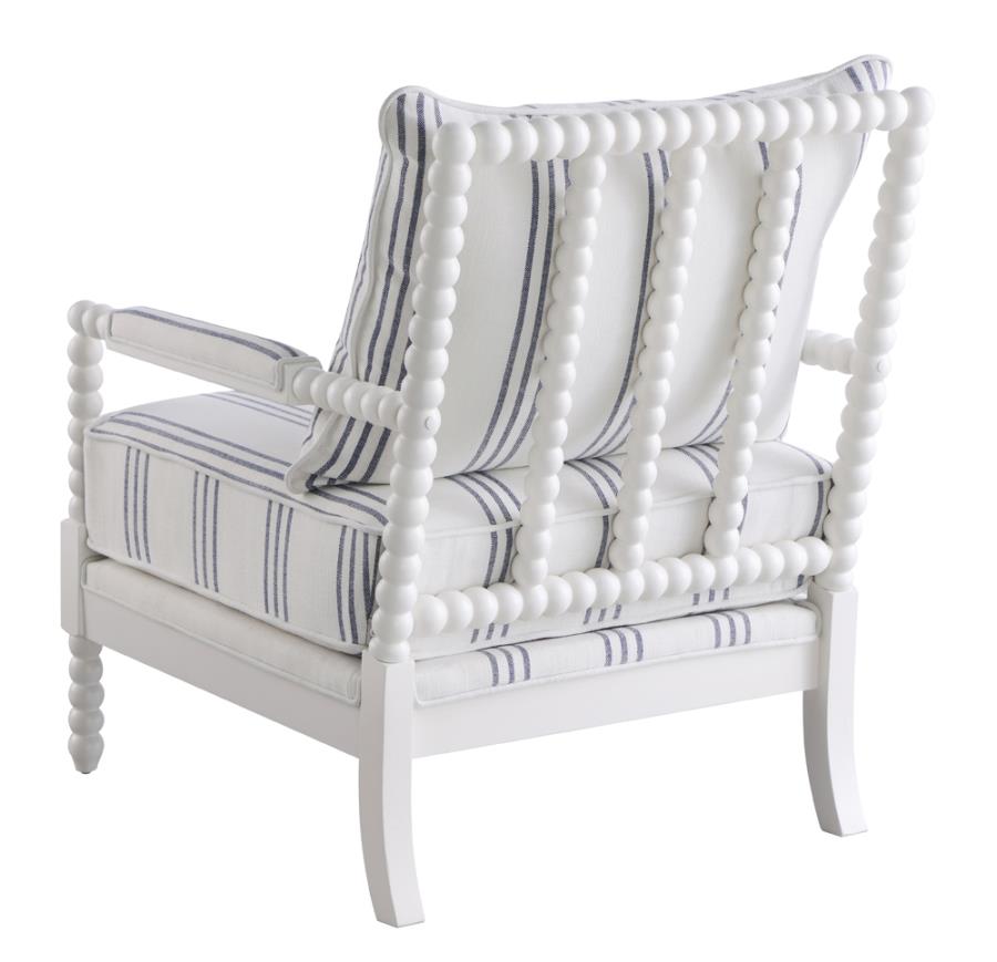 Blanchett Upholstered Accent Chair with Spindle Accent White and Navy