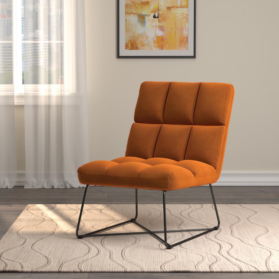 Lux Armless Upholstered Accent Chair Burnt Orange