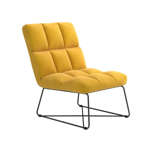 Armless Upholstered Accent Chair Yellow