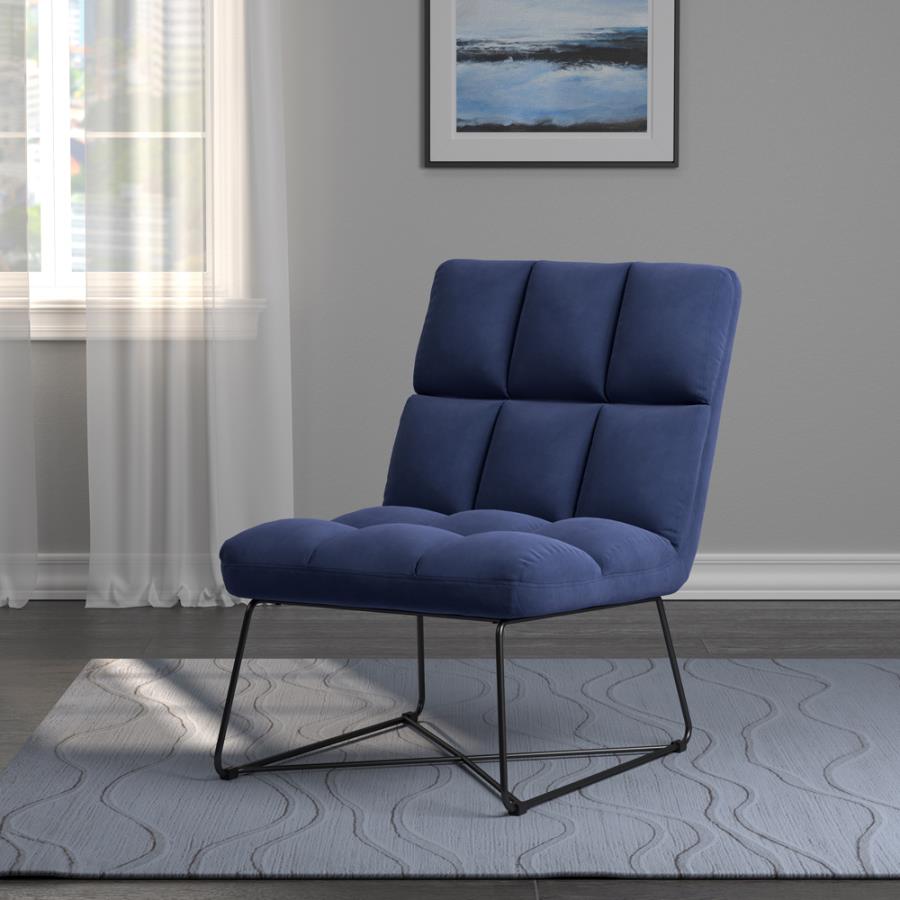 Lux Armless Upholstered Accent Chair Midnight Blue