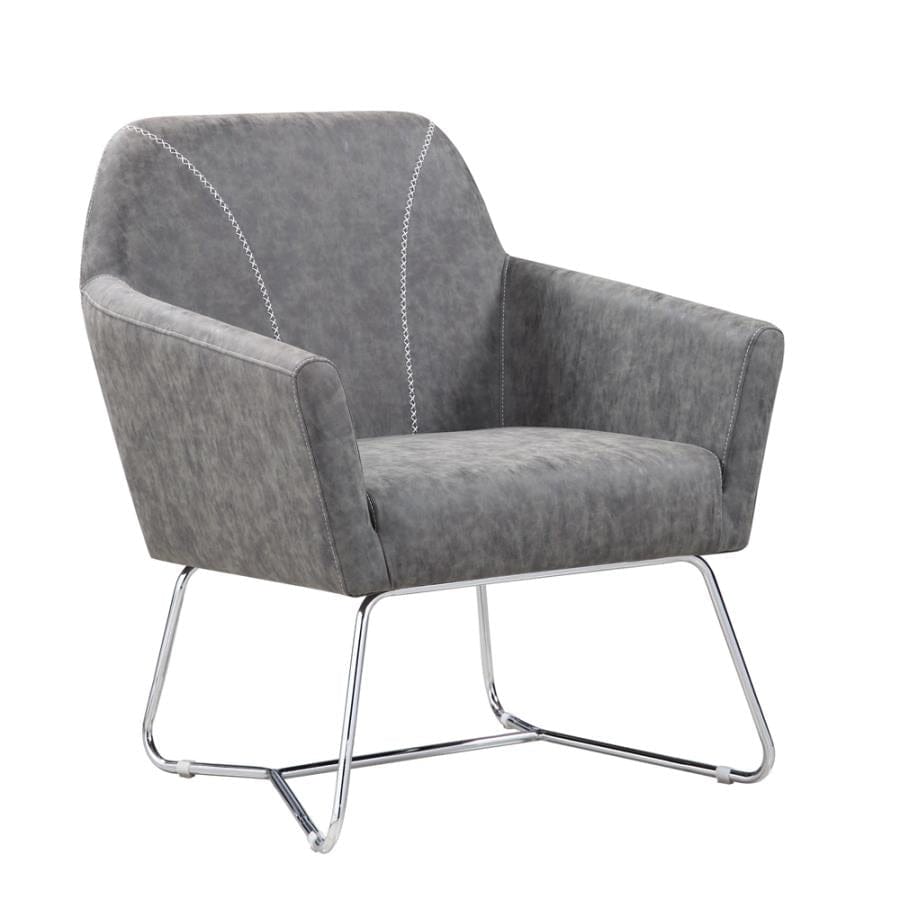 Sloped Arm Upholstered Accent Chair Grey