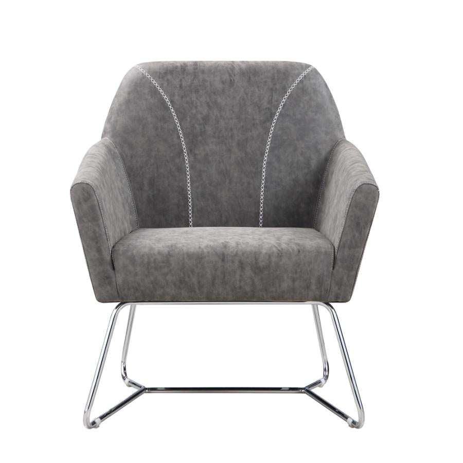 Sloped Arm Upholstered Accent Chair Grey