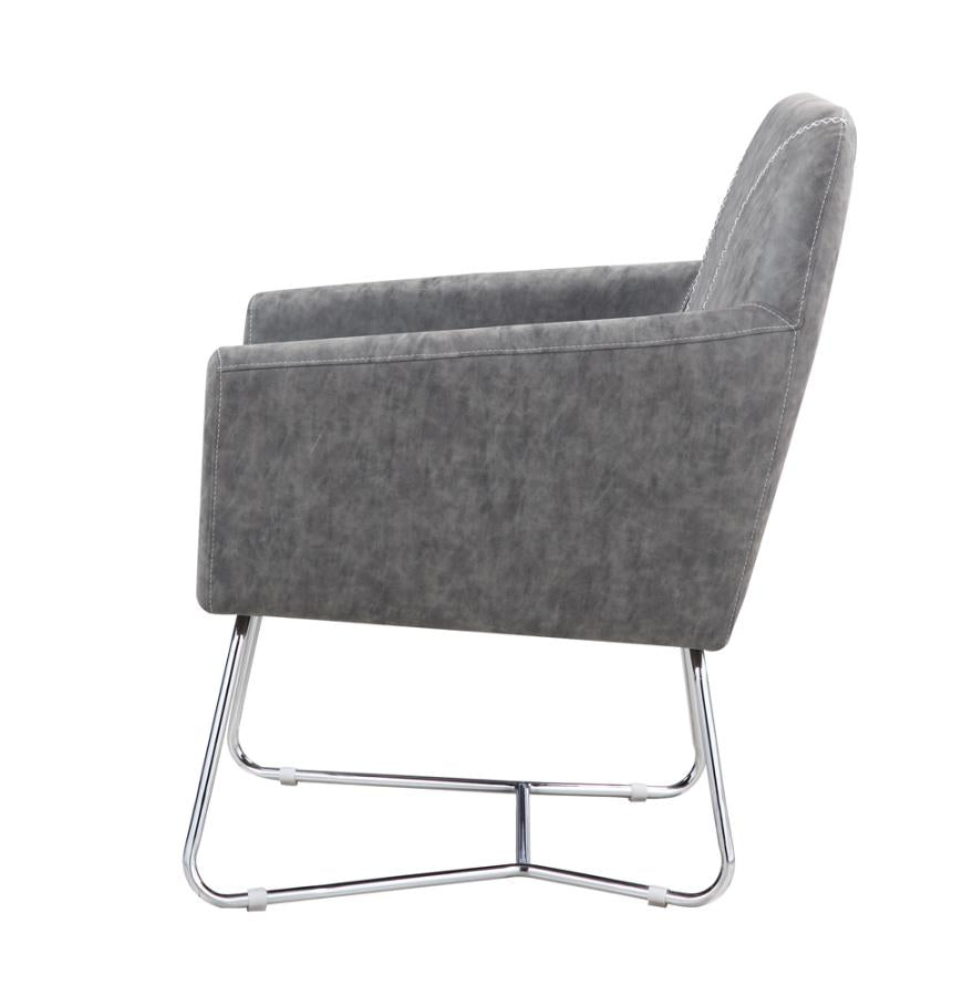 Sloped Arm Upholstered Accent Chair Grey