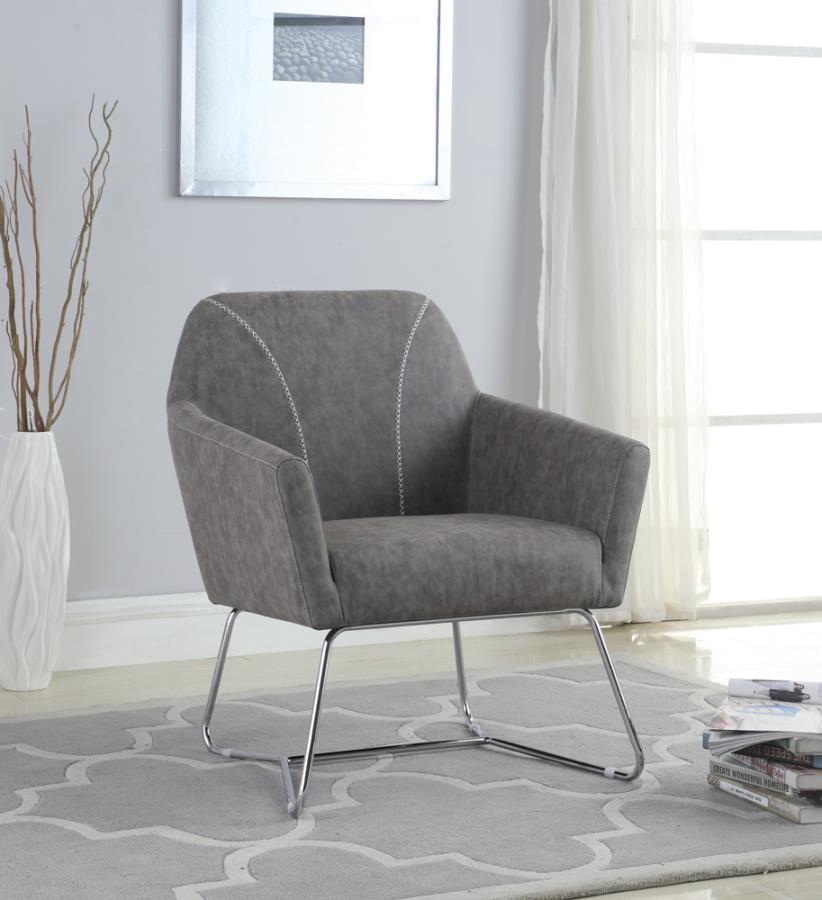 Sloped Arm Upholstered Accent Chair Grey