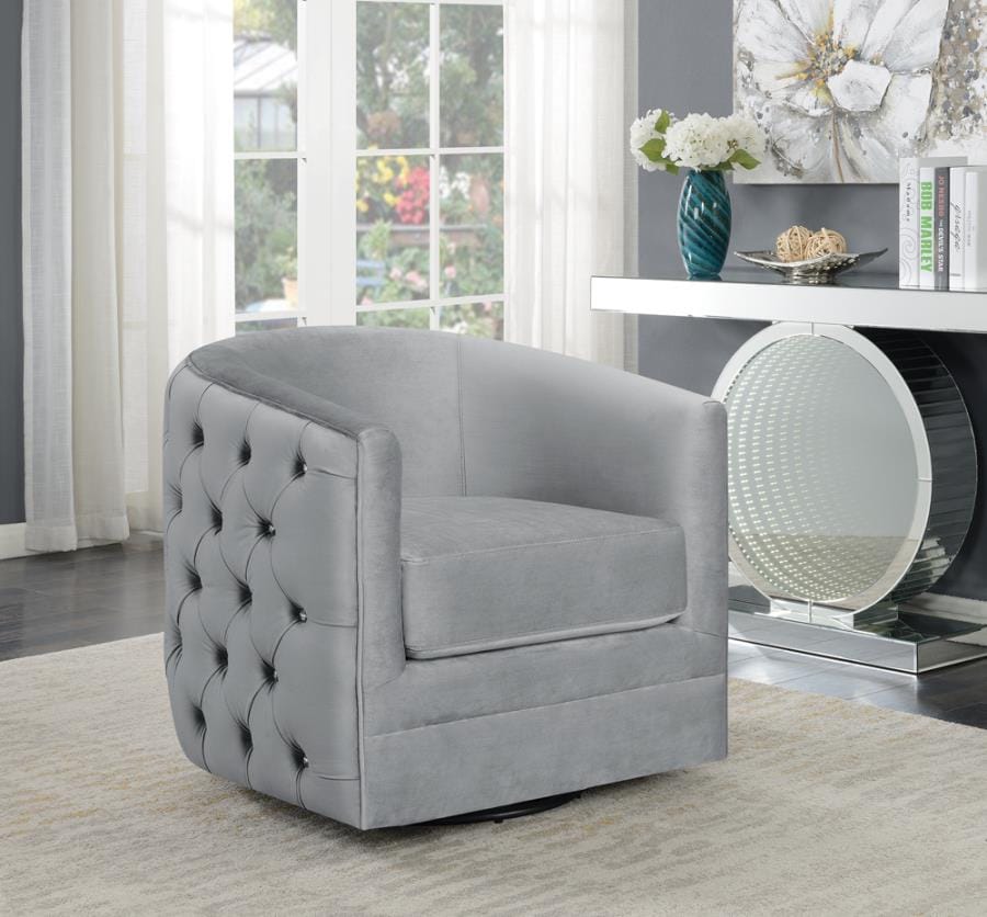 Upholstered Swivel Accent Chair Grey