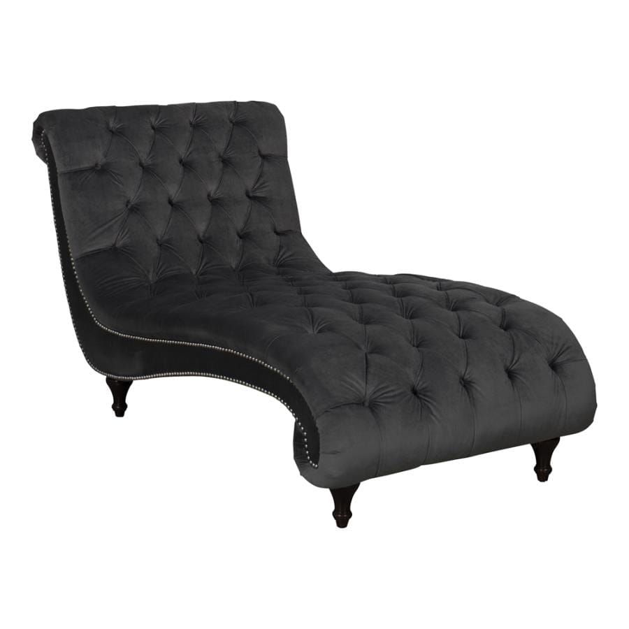 Button Tufted Upholstered Chaise Charcoal