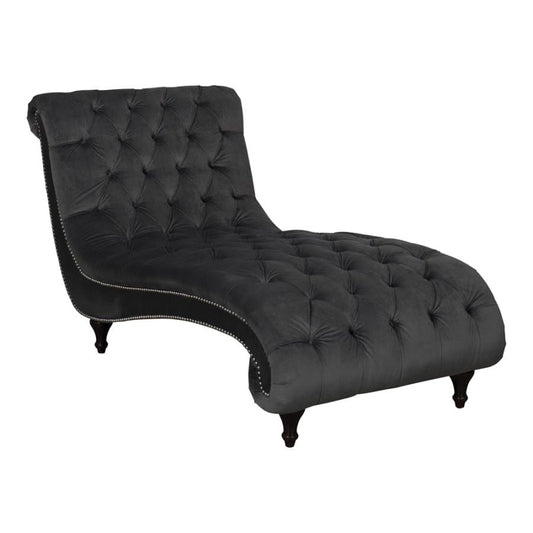 Button Tufted Upholstered Chaise Charcoal
