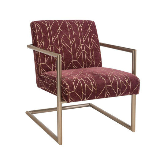 Sled Legs Accent Chair Wine and Rose Brass