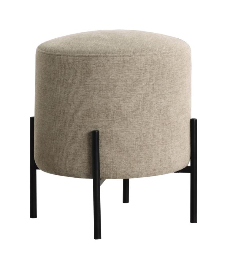 Basye Round Upholstered Ottoman with Metal Legs