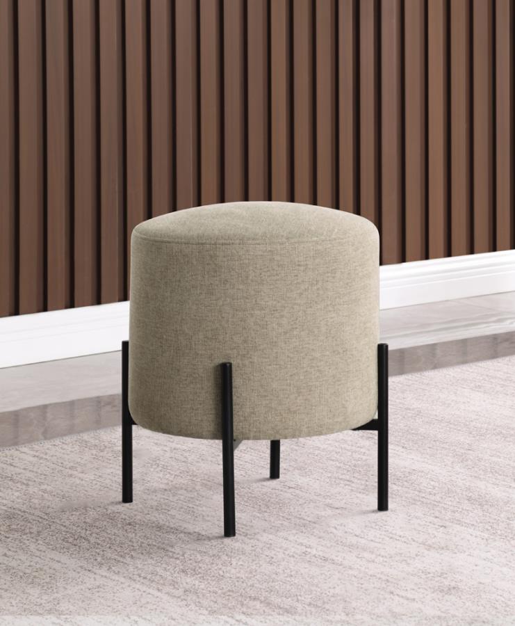 Basye Round Upholstered Ottoman with Metal Legs