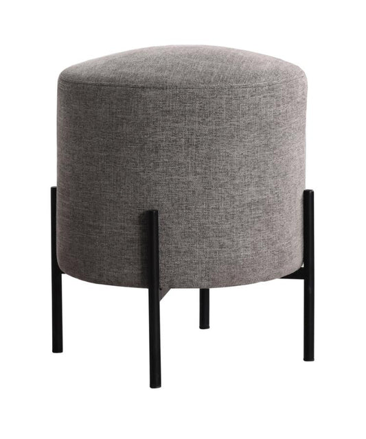 Round Upholstered Ottoman with Metal Legs