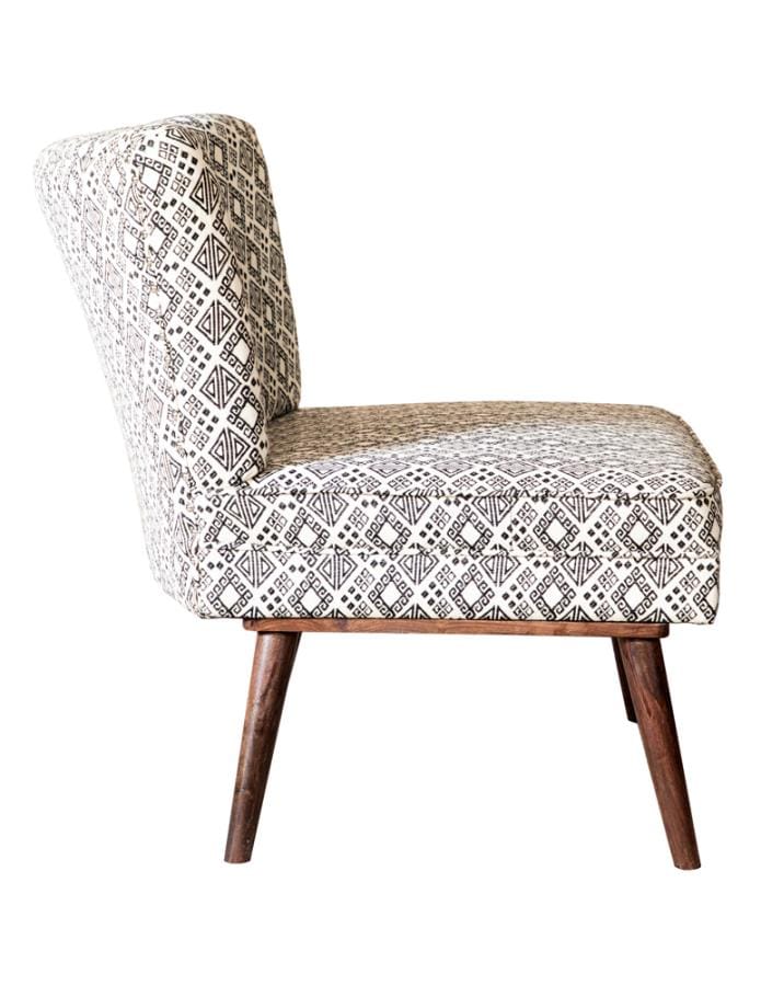 Wooden Leg Accent Chair Black and White