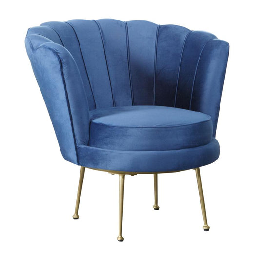 Channeled Tufted Barrel Accent Chair Blue