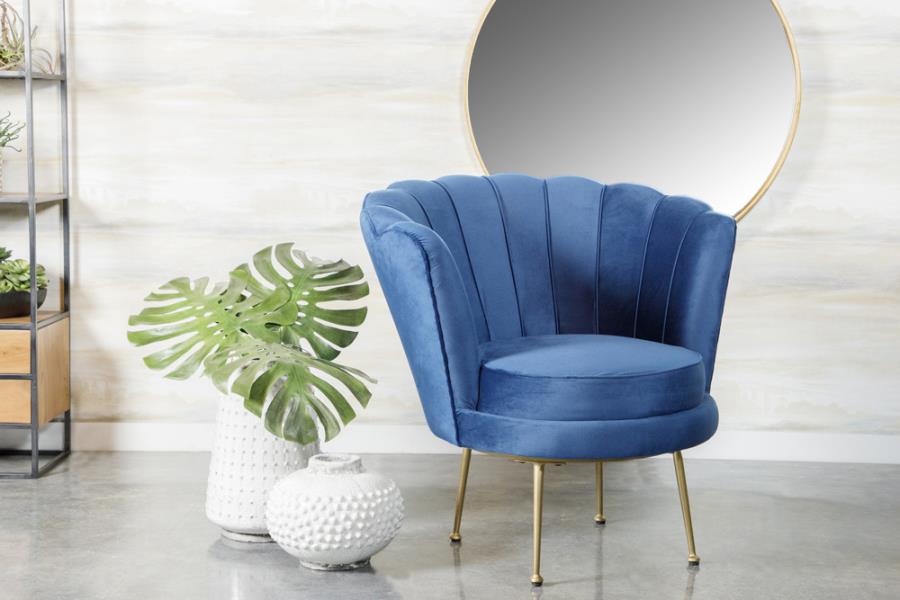 Channeled Tufted Barrel Accent Chair Blue