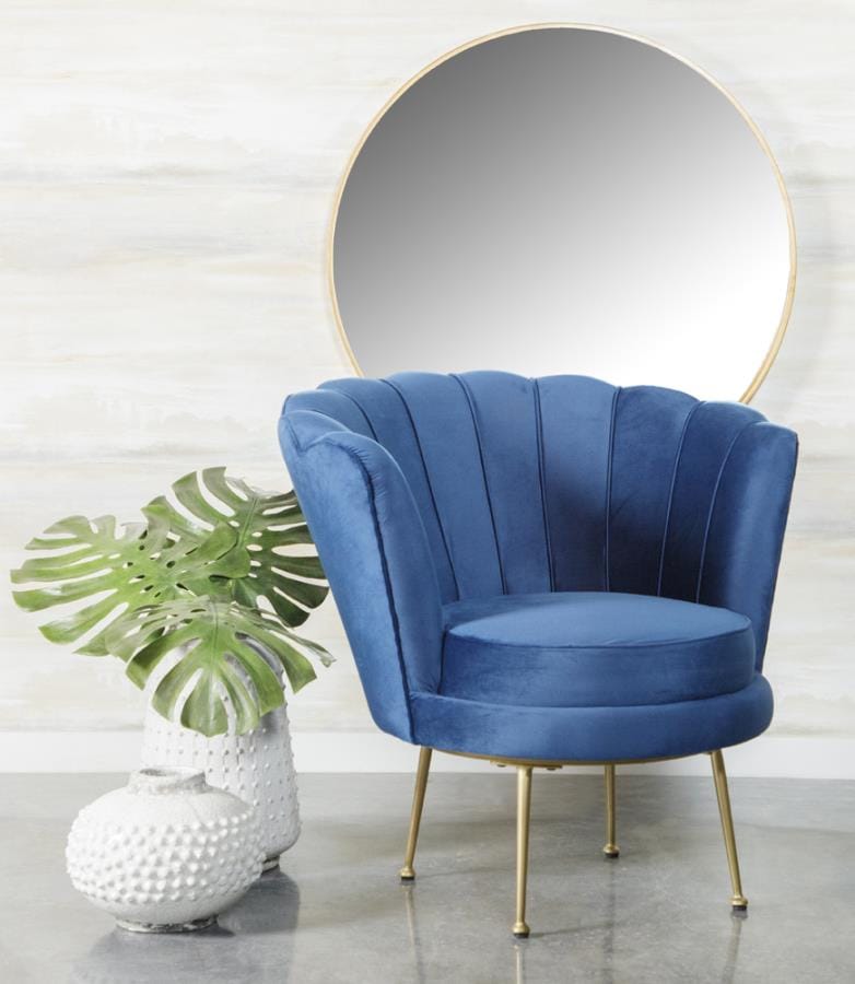 Channeled Tufted Barrel Accent Chair Blue