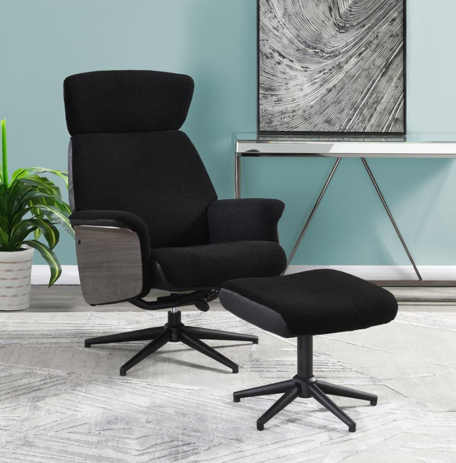 Accent Chair with Ottoman Black
