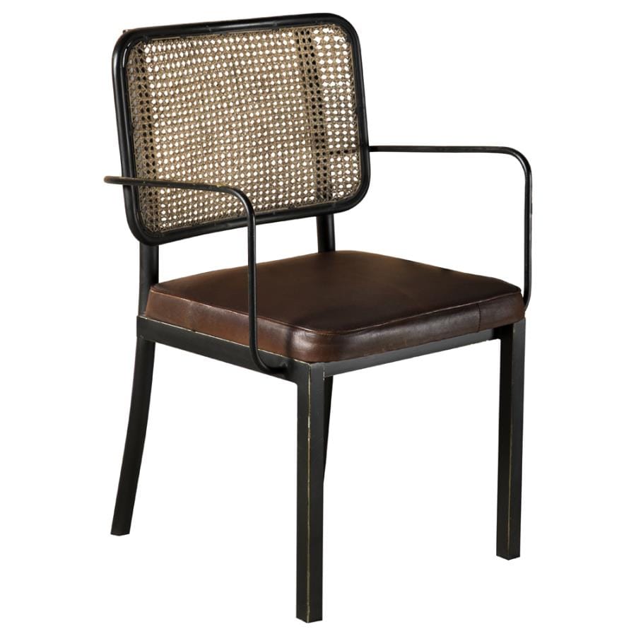 Accent Chair with Upholstered Seat Brown and Black