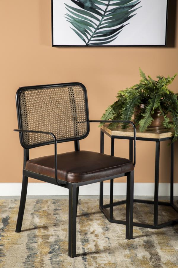 Accent Chair with Upholstered Seat Brown and Black