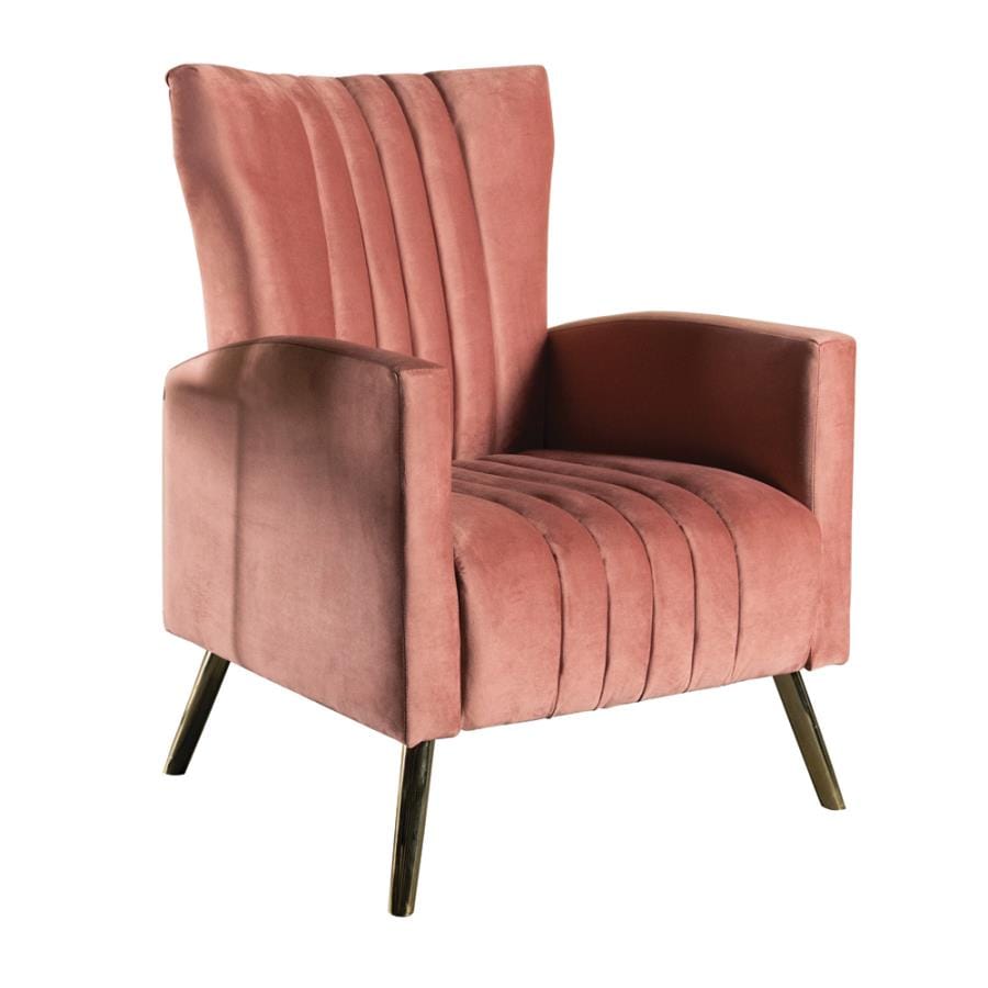 Channeled Tufted Upholstered Accent Chair Rose