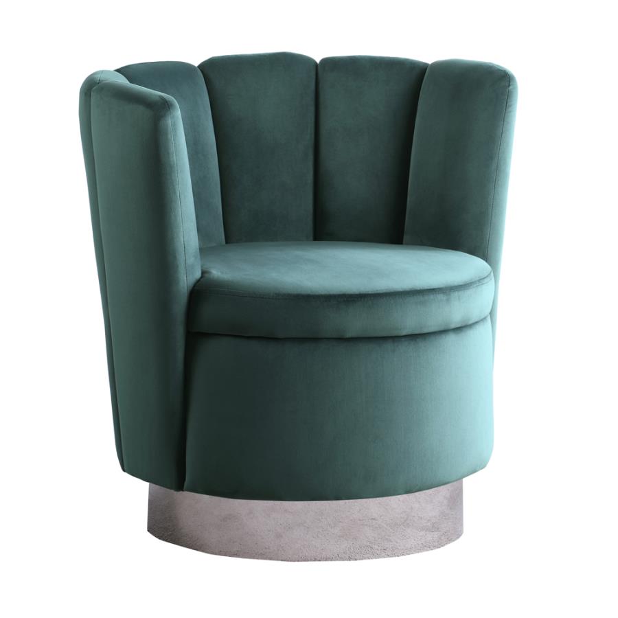 Channeled Tufted Swivel Chair Dark Teal and Chrome