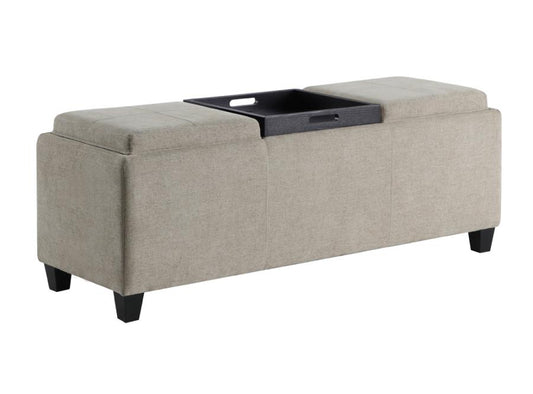 Rectangular Upholstered Storage Bench with Tray Table