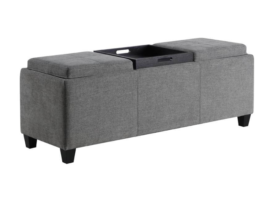 Rectangular Upholstered Storage Bench with Tray Table