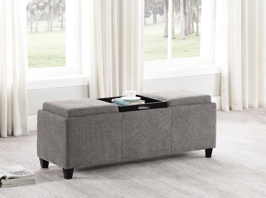 Rectangular Upholstered Storage Bench with Tray Table