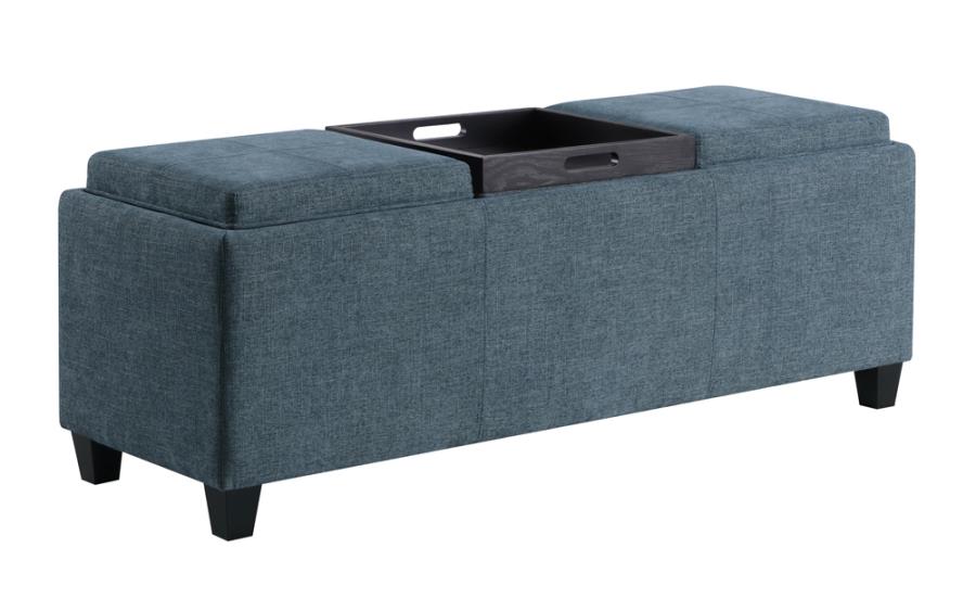 Rectangular Upholstered Storage Bench with Tray Table