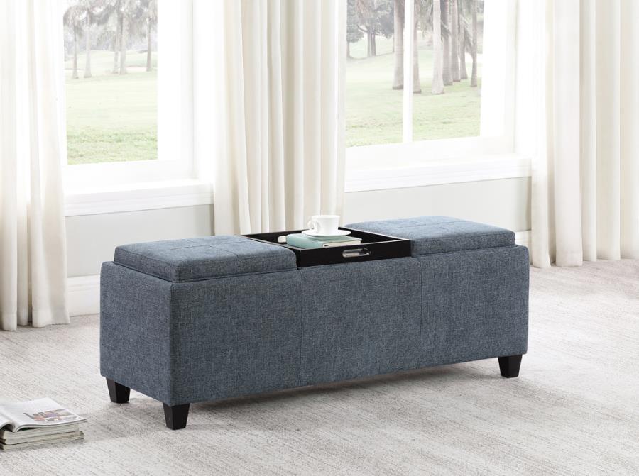 Rectangular Upholstered Storage Bench with Tray Table