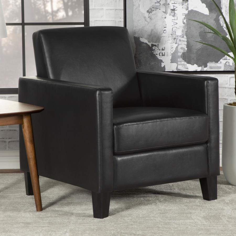 Julio Upholstered Accent Chair with Track Arms Black