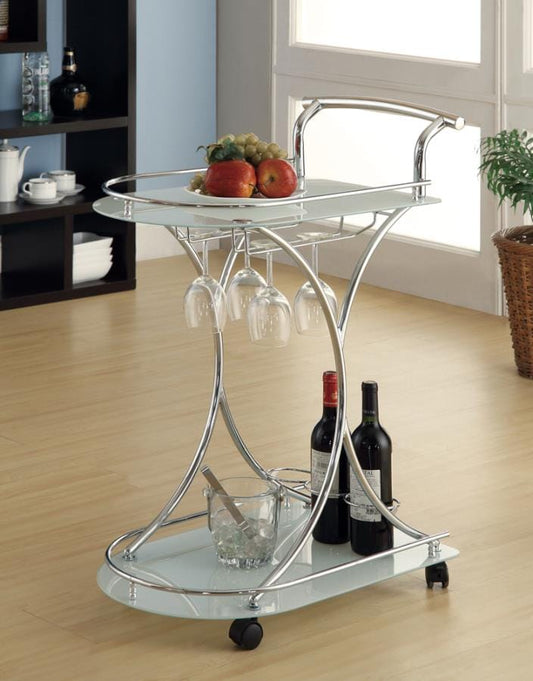 Elfman 2-shelve Serving Cart Chrome and White