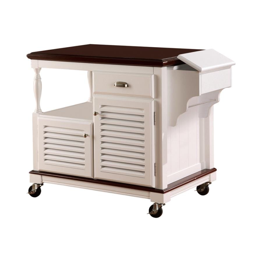 Maher 2-door Kitchen Cart Merlot and White