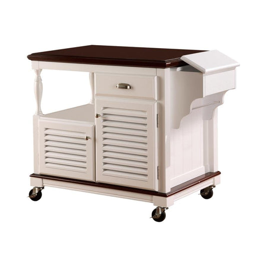 Maher 2-door Kitchen Cart Merlot and White