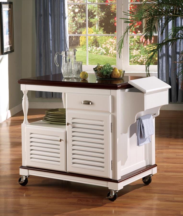Maher 2-door Kitchen Cart Merlot and White