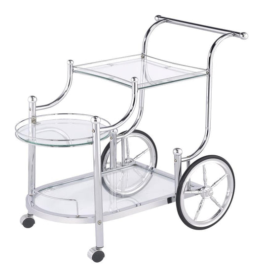 Sarandon 3-tier Serving Cart Chrome and Clear