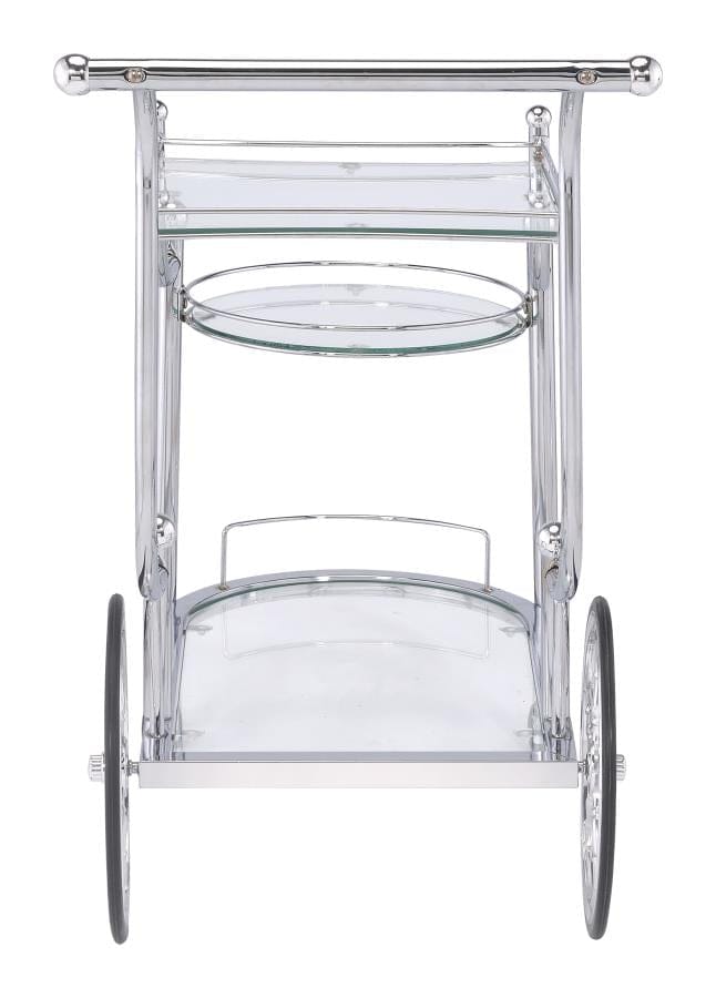 Sarandon 3-tier Serving Cart Chrome and Clear