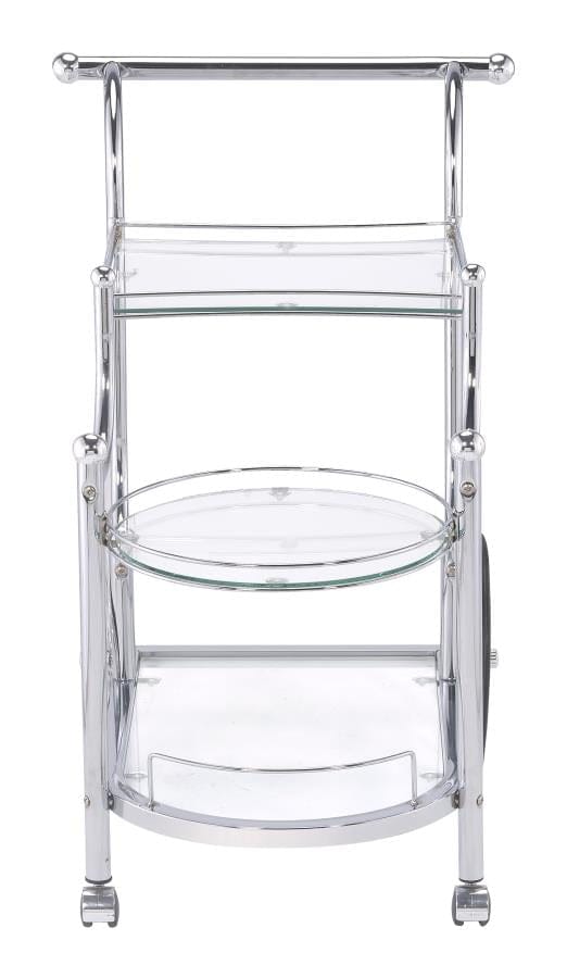 Sarandon 3-tier Serving Cart Chrome and Clear