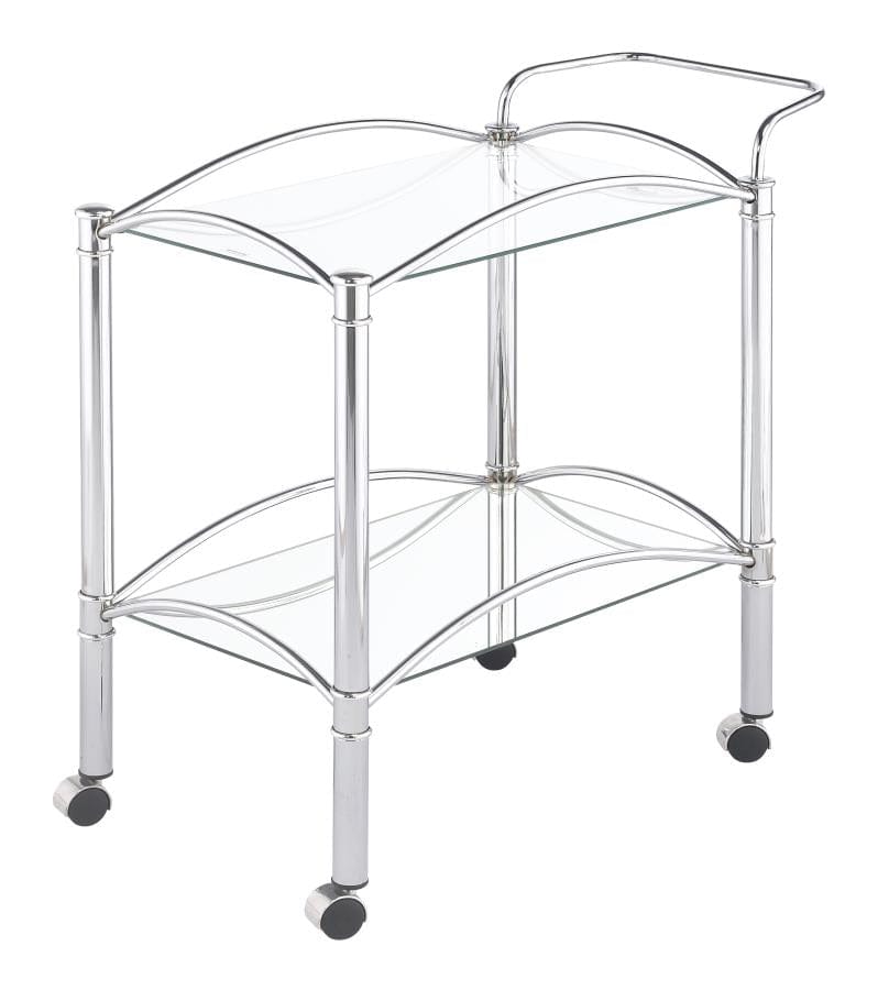 Shadix 2-tier Serving Cart with Glass Top Chrome and Clear