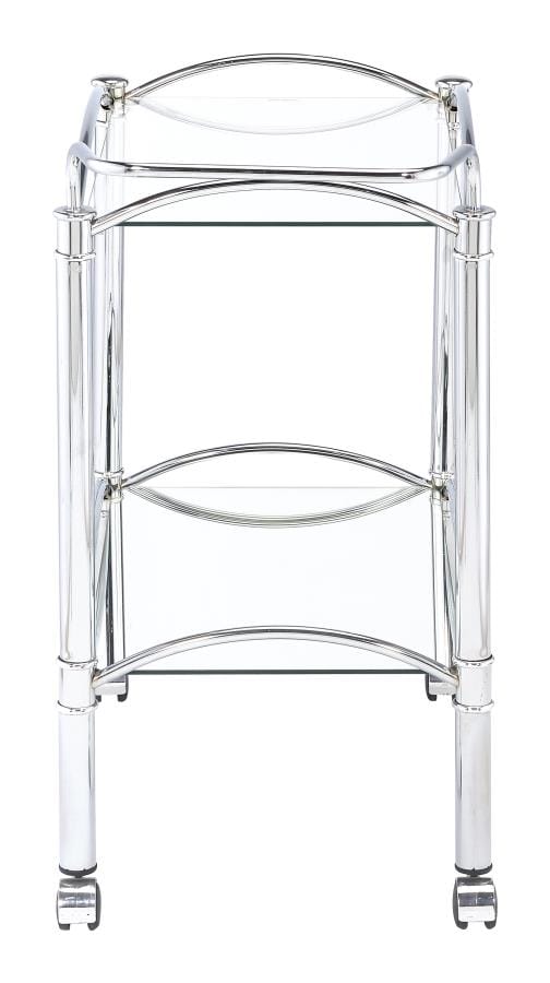 Shadix 2-tier Serving Cart with Glass Top Chrome and Clear