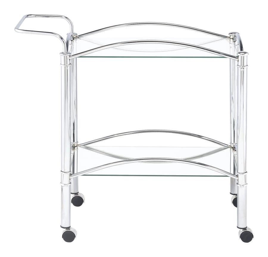 Shadix 2-tier Serving Cart with Glass Top Chrome and Clear