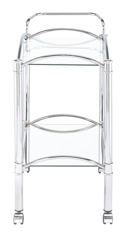 Shadix 2-tier Serving Cart with Glass Top Chrome and Clear